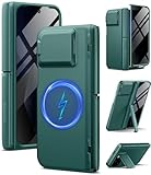 TONGATE Magnetic for Pixel 9 Pro Fold Case with Privacy Screen Protector, [Compatible with MagSafe] [with Camera Cover & Hinge Protection] Full-Body Rugged Stand Case for Google Pixel 9Pro Fold, Green