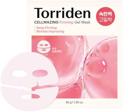 Torriden CELLMAZING Collagen Firming Gel Sheet Mask for Face (4 Sheets) | Smoother, Firmer-Looking Skin with 5D Collagen Complex | Korean Skincare Mask