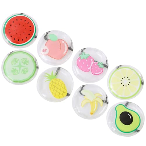 COSMOBETTY Paquete de Hielo Ojos 8 Almohadillas Redondas de Gel y Pvc, Diseño Adorable de Frutas, Efecto Refrescante y Bloqueo de Luz para Uso en Casa