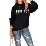 BOYRMSLGY Women's Casual Hoodies Fuck Or Love You Funny Letter Print Graphic Shirts Trendy Drawstring Sweatshirt With Pocket