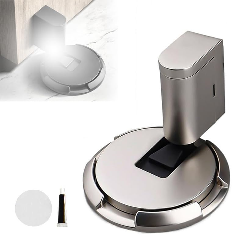 Mechanical Floor Door Stopper Adjustable Height No Drilling Punch-Free 3M Adhesive Easy Installation for Home Office
