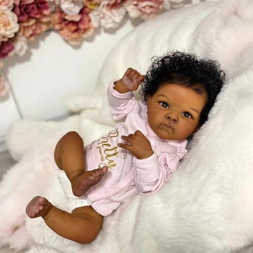 Muñeca Reborn Bebé Negra Vinilo 46 cm Realista miniatura 4