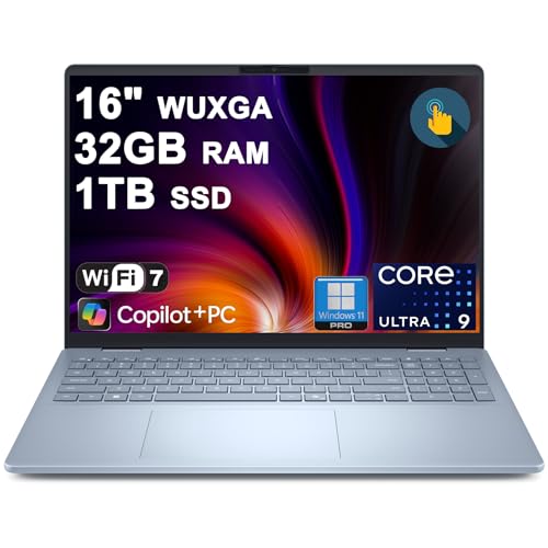 Dell 16 Plus Laptop 16' WUXGA Touch Intel 8-core Ultra 9 288V (Up to 48 Tops) 32GB RAM 1TB SSD Backlit Fingerprint Wi-Fi7 for Creator Designer Business Professional Win11Pro