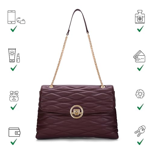Image of Lavie Luxe Women's Monogram Wella 3-Compartment Satchel Handbag | Satchel Bag for Work | Ladies purse | Stylish Shoulder Bag | Gift For Women