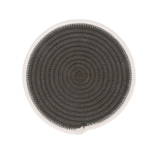 Image of DENOVA Cotton Rope Trivet for Hot Pots and Pans - Handcrafted Round Table Mat, Heat-Resistant Surface Protector (Olive & Cream, Pack of 2)