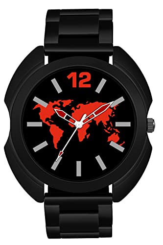 Image of IIK COLLECTION Watches for Men Round Numerical Dial |Analogue Quartz Movemnet Mens Watch|Long Battery Life|Stainless Steel Adjustable Bracelet Black Chain with Long Lasting Polish| Watches for Boys