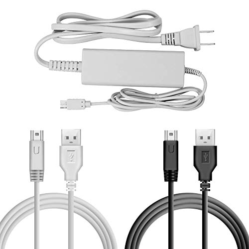 Paxcoo Power Supply AC Adapter Charger with 2 Pcs USB Charger Cable Compatible for Wii U Gamepad Controller