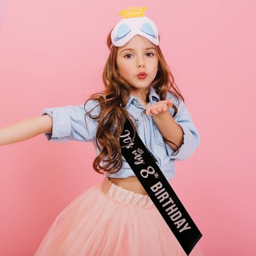 Image of PYQWA It's My 8th Birthday Sash,8th Birthday Sash Decor,Glitter 8th Birthday Gifts for Women,Happy 8th Birthday Party Decorations