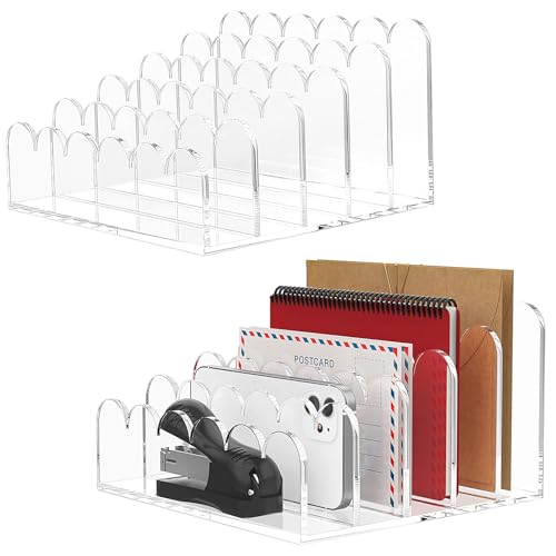 YAGELI 2 Pack 5-Slot Acrylic Mail Organizer for Desktop –