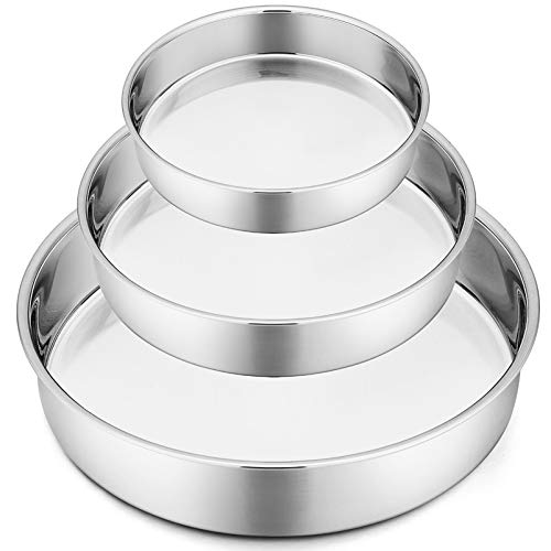 11 inch cake pan - Round Cake Pans, 3 Piece (8” & 9½” & 11”), P&P CHEF Stainless Steel Bakeware Cake Pan, Easy Releasing & Cleaning, Oven & Dishwasher Safe