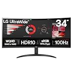 LG UltraWide Curved PC Monitor 34WR50QK, 34 inch, 1440p, 100Hz, 5ms Response Time, VA Panel, Smart Energy Saving, Displayport, HDMI