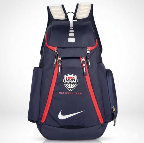 Nike Hoops Elite Pro USA Basketball Backpack - Navy - Large Sports Bag with Ventilated Shoe Compartment & Insulated Cooler Pocket - Professional Team Gear - One Size