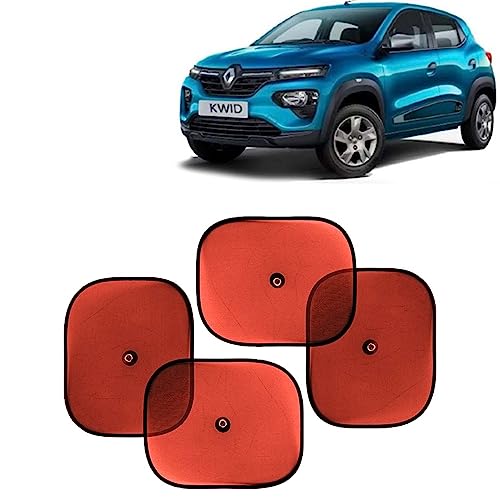 KINGSWAY Car Window Curtain Sticky Sun Shades Compatible with Renault Kwid, (Year 2019 Onwards), Universal Fit Sunshades for Side Window, Rear Window,
