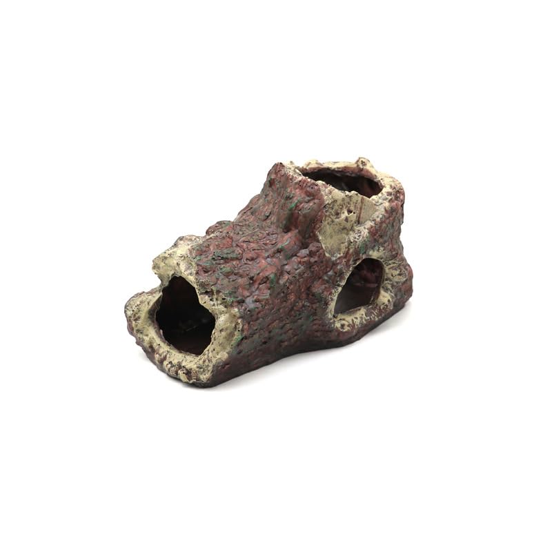 Decoración de Cueva de Acuario, escondite de Resina para pecera con múltiples Aberturas, Accesorios para Acuario, 19 cm x 9,5 cm x 11 cm
