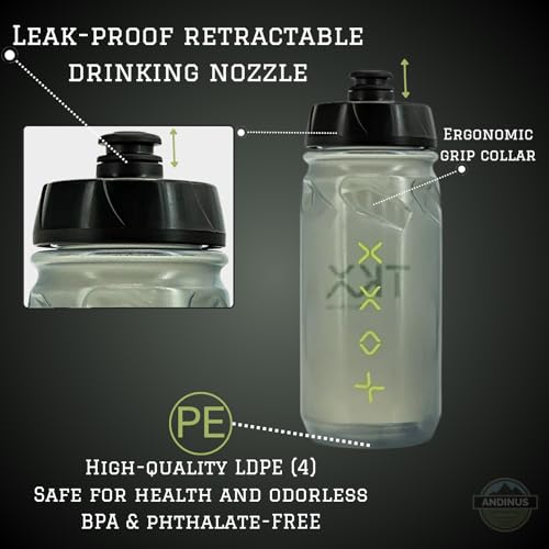 Andinus Sportflasche 600–650 ml – Mit Sprühfunktion & ausziehbarem Mundstück – BPA-frei, wiederverwendbar, ideal für Sport, Reisen & Outdoor (600ml)