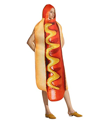 zhbotaolang Halloween Costume Carnaval Robe de Fête - Hot Dog Drôle Performance Justaucorps Ensemble Tenue de Danse Unisexe Enfants Adultes(Enfant) Cover