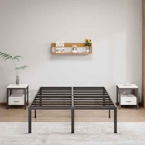 Image of LUMUNANCE Metal Bed Frame Queen Size - 18 Inch Heavy-Duty Queen Platform Bed Frame No Box Spring Needed, Easy Assembly, Noise-Free, Sturdy Mattress Foundation, Underbed Storage Space