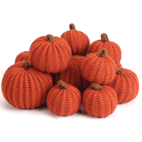 ZenNex 12-Pack Fall Crochet Pumpkins Handmade Fall Decor Set with
