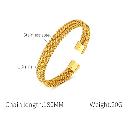 Fashion Stainless Steel Braided Irregularly Mesh Open Cuff Bracelet2