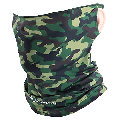 [MCA Products] 接触冷感 迷彩 耳掛け 多機能 フェイスカバー 色数豊富 速乾 日焼け防止 紫外線カット UPF50+ スポーツ アウトドア サイクリング ツーリング 普段使い フリーサイズ 男女兼用 (グリーン)