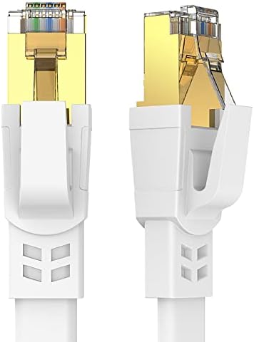 Cat8 Ethernet 20FT Cable 40Gbps 2000MHz Flat SFTP Gold Plated RJ45