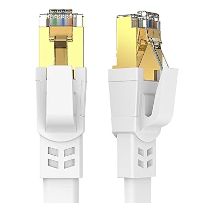 Qiuean Cat8 Ethernet Cable 25FT 40Gbps 2000MHz Gold Plated RJ45 High Speed