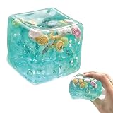 Squishy Nice Cube Fidget Würfel, Stressball-Würfel, Anti-Stress-Sensorik-Spielzeug für Erwachsene und Teenager, Klassenzimmer und Büro, Eiswürfel-Fidget-Spielzeug mit blauen Ozean