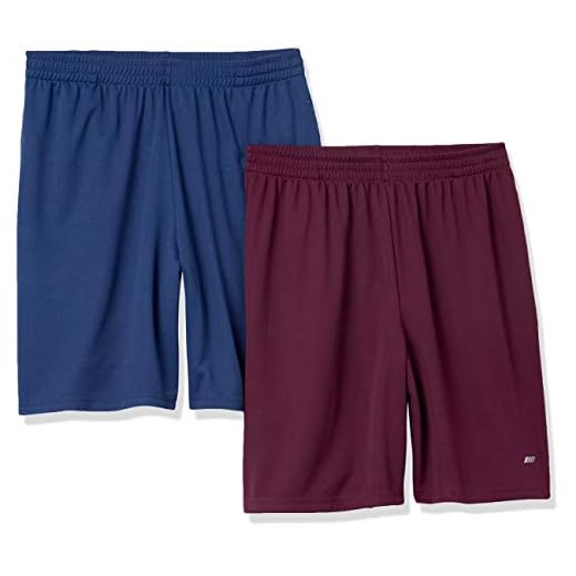 Amazon Essentials Pantalón Corto Holgado, técnico y de Estilo Deportivo (Disponible en Tallas Grandes y Largos Especiales) Hombre, Pack de 2, Azul Marino/Burdeos, XL