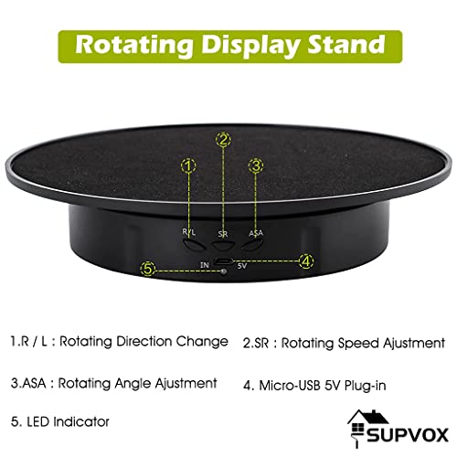 Image of Supvox 1Pcs Electric Rotating Display Stand, USB Charge 360 Degree Rotating Turntable, 20CM /Load 8KG, Multi-Functional Rotary Table for Photography Products Shows, Jewelry, Cake (Without Battery)