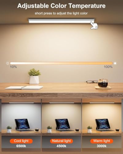 Image of 30 cm Rechargeable Under Cabinet LED Light with Motion Sensor, 138 LEDs, 3 Colour Modes, 1500 mAh Battery and Type-C Charging for Kitchen and Wardrobe