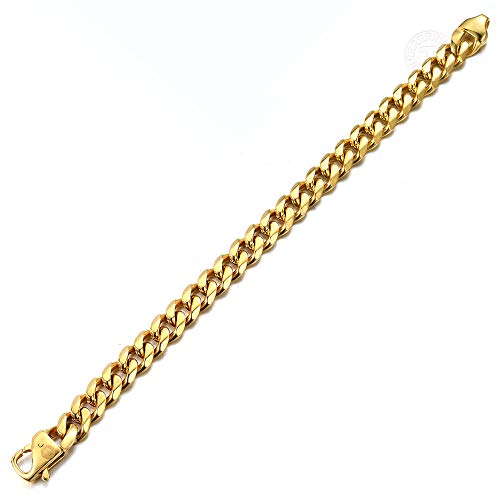 Trendsmax 11Mm Men's 316L Stainless Steel Gold Curb Cuban Link Chain Bracelet Gifts For Men Boys Length 9Inch #TOP4