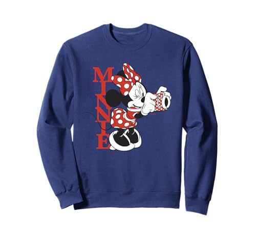 Sweatshirt Vintage Minnie Mouse Disney Imprimé Appareil Photo à Pois