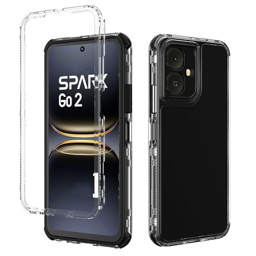 Kukoufey Compatible with Infinix Smart 10 4G Case Cover,3-in-1 Drop-Proof and Shock-Absorbing Compatible with Tecno Spark Go 2 KM4 / Pop 10 4G Phone Protective Case Black