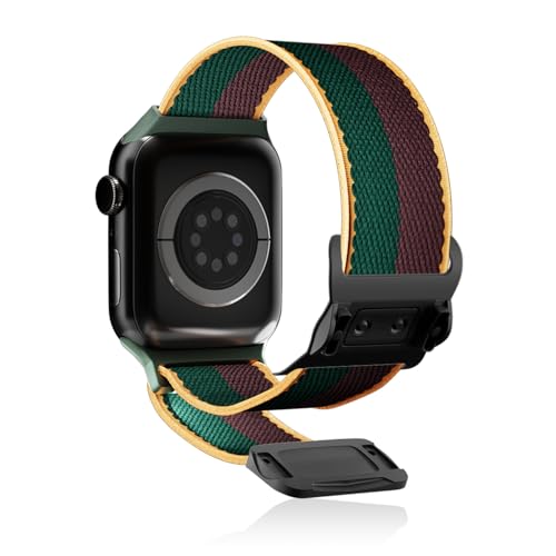Image of Stretchy Magnetic Buckle Strap Compatible for Apple Watch Band 38mm 40mm 41mm 42mm 44mm 45mm 46mm 49mm Women Men,Nylon Elastic Wristbands for iWatch Series 10 9 8 7 6 SE 5 4 3 2 Ultra Ultra 2