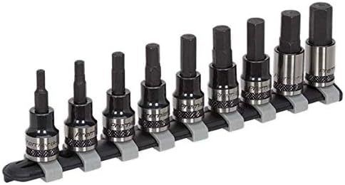 Sealey AK7986 9pc 3/8"Sq Drive Hex Key Socket Bit Set - Black Series