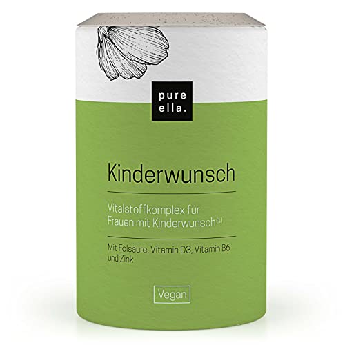 Pure Ella Kinderwunsch - Vitalstoffkomplex für Frauen mit Babywunsch - Folsäure, Vitamin B6, Zink & Mönchspfeffer - Unterstützt Fruchtbarkeit - Natürlich, hormonfrei, vegan - 60 Kapseln Cover