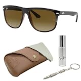 Ray-Ban RB4147 Boyfriend Square Shape Non-Polarized Sunglasses for Men – Includes Official Rayban Eyewear Kit – Ideal Formal & Casual Wear Sunglasess – Brown Gradient Lens