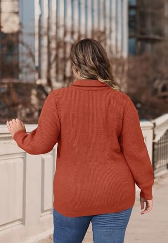 TIYOMI Women Plus Size Tops Long Sleeves Mock Neck Sweaters Knit Pullover Sweater Adjustable Zipper Fall Autumn Winter Shirt3