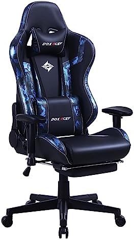 DOXACEF Gaming Chair with Massage and Footrest Large Computer Desk Chair Video Gaming Chair Adjustable Reclining Gamer Chair
