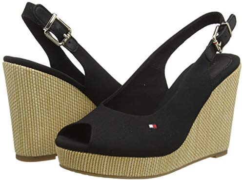 Tommy Hilfiger Iconic Elena Sling Back Womens Wedge Sandals In Black - 6.5 Us #TOP6