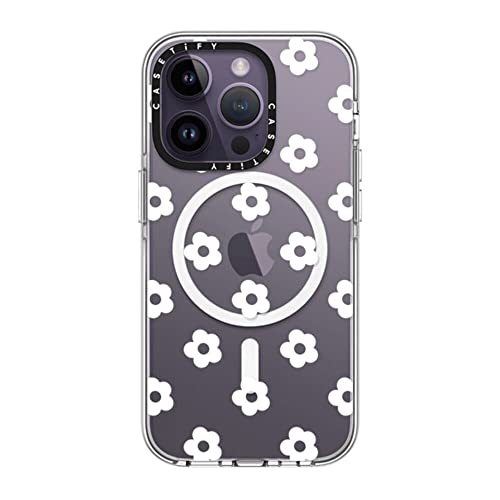 CASETiFY �N���A iPhone 14 Pro �P�[�X [���΂݂ɂ����f��/2m����̗����������N���A/MagSafe �ɑΉ�] - Ditsy Daisies White