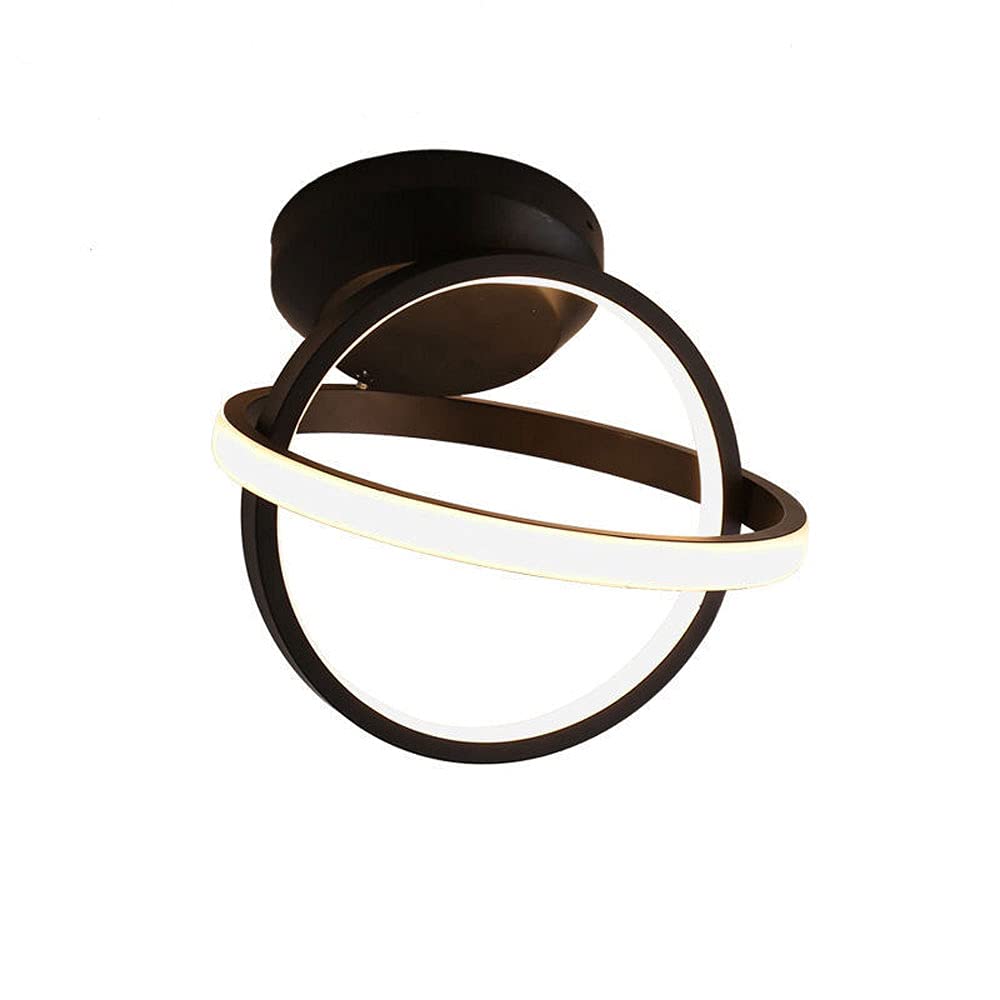 Plafonnier LED nordique moderne noir double cercle pour cuisine et couloir