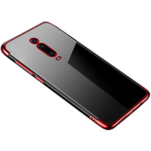 BLUGUL Funda para Xiaomi Mi 9T, Electroplating Coloring, Ultra Fina, Transparente Suave TPU Silicona Cover Claro Case para Xiaomi 9T Rojo
