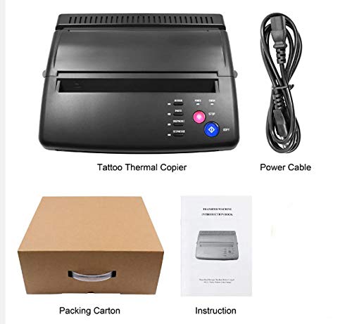 funwill Tattoo Transfer Machine, Professional A5 A4 Tattoo Transfer Copier, Thermal Stencil Paper Printer，black
