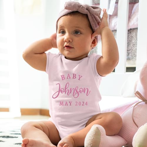 Custom Embroidered Name Baby Onesie, Baby Announcement Bodysuit, First Mother's Day2