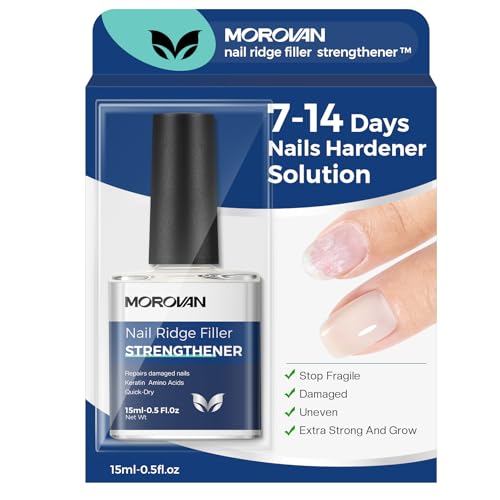 Morovan Nail Strengthener and Growth: Milky White Nail Polish Hardener Ridge Filler, Nail Repair for Damaged Nails, Natural Keratin Growth Polish and Concealer, Nail Care for women