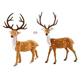 LEIQI 15/20/25/30/35cm Simulation Plush Reindeer Standing Christmas Deer Dolls Holiday Reindeer Figures