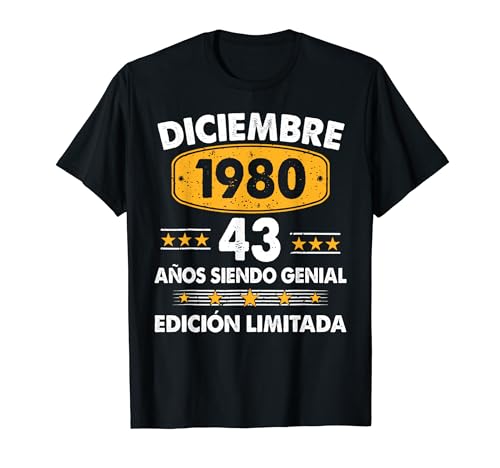 43 Años Cumpleaños Regalo Diciembre 1980 Diciembre 43 Años Camiseta