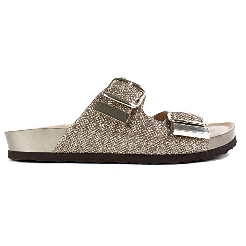 White Mountain Women's Horizon Footbed Sandal, Gold/Glitter/Fab, 10 M #TOP1