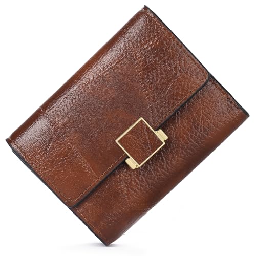 LEEXTON Cartera pequeña y de formato corto para mujer con bloqueo RFID, de piel sintética, con varios compartimentos para tarjetas, Z3 Dark Brown, Moderno